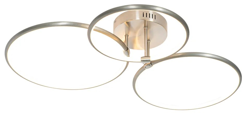 Design plafondlamp staal incl. LED 3-staps dimbaar 3-lichts - Joaniqa Modern rond Binnenverlichting Lamp