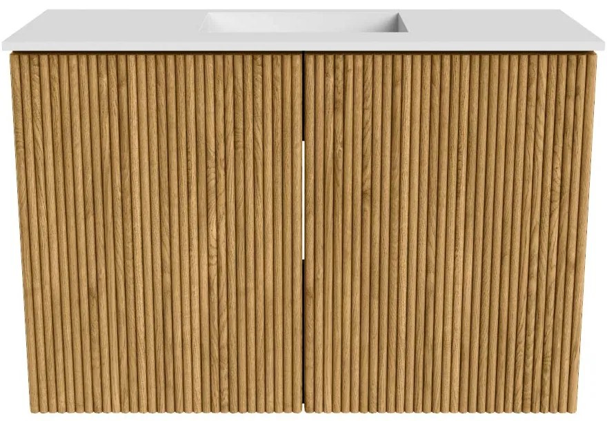Mondiaz Joya 60cm toiletmeubel oak met wastafel faye midden zonder kraangat talc