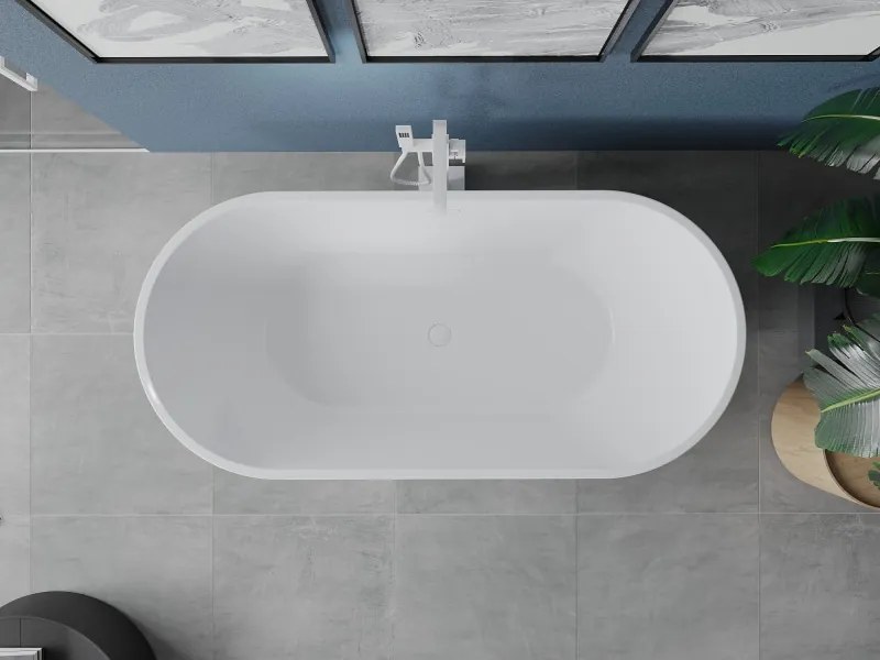 Mexen Luna vrijstaande badkuip 140 x 75 cm, wit, witte overloop - 52031407500-20