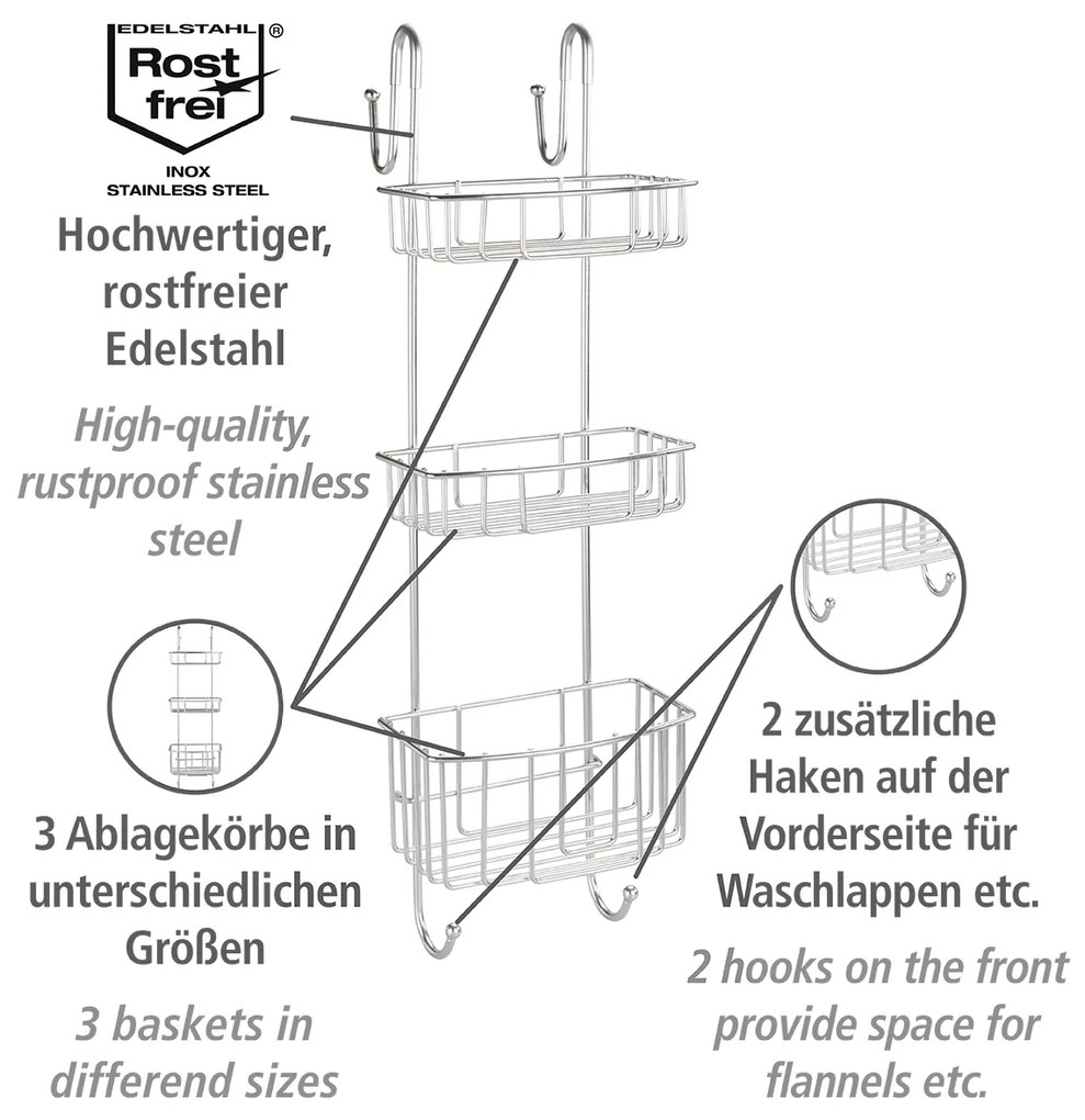 Wenko douchecaddy 3-laags olesi RVS mat