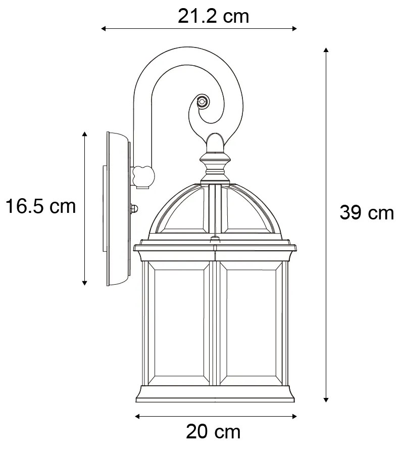 Klassieke buiten wandlamp antiek groen IP44 - Glasgow