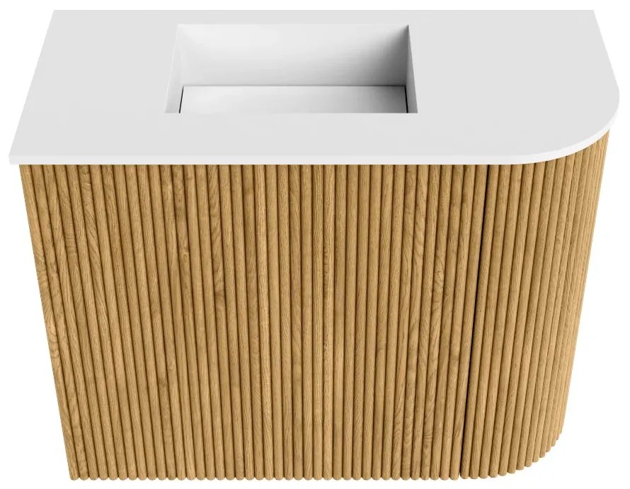 Mondiaz Joya 50cm toiletmeubel ronding rechts oak met wastafel faye links 1 kraangat talc