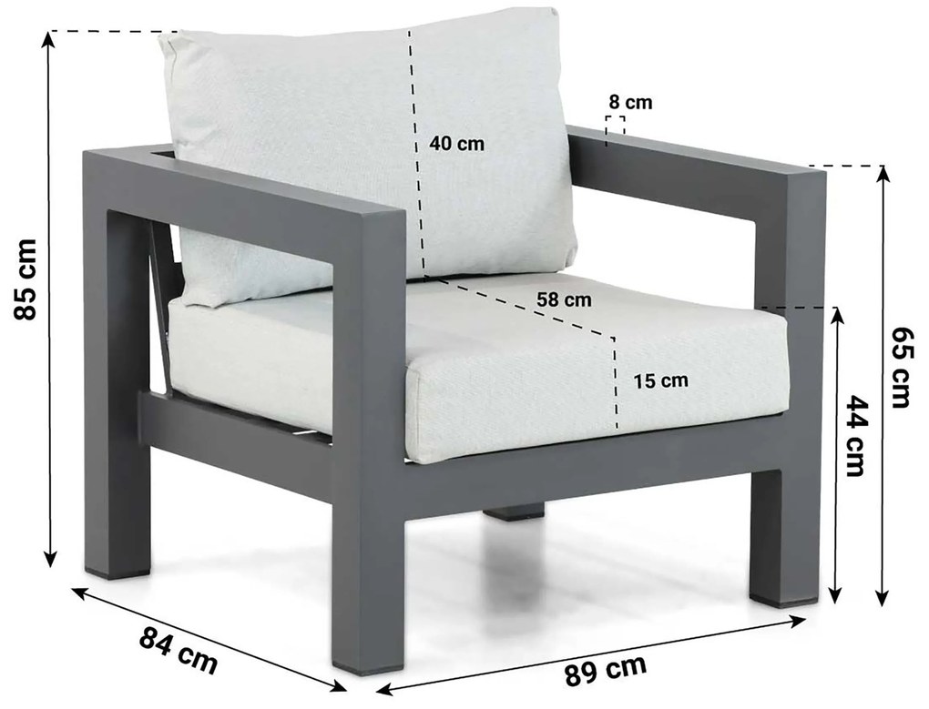 Tuinstoel Aluminium Grijs-antraciet Lifestyle Garden Furniture Luca