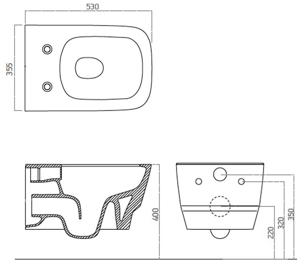 Sapho Bello randloos toilet wit 35x53cm