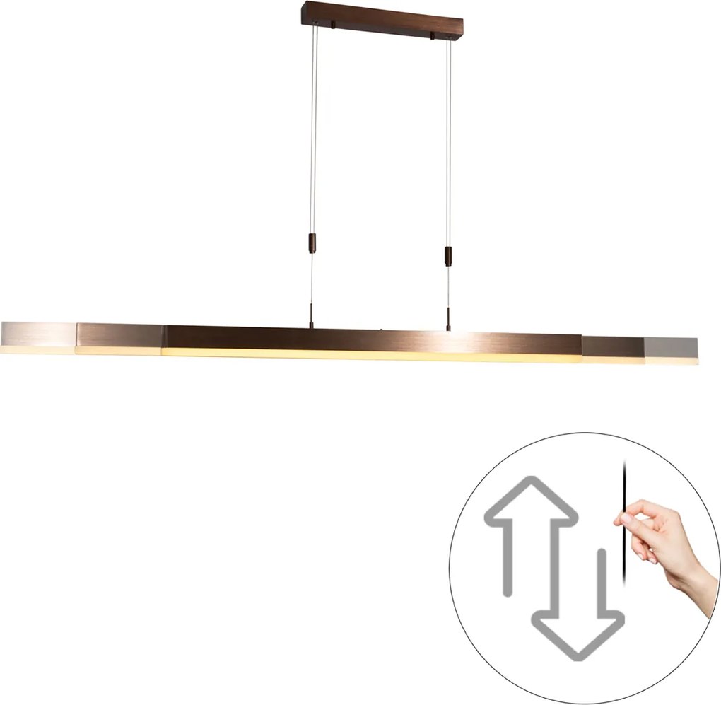 Moderne verstelbare hanglamp donker brons incl. LED dimbaar - Lamba