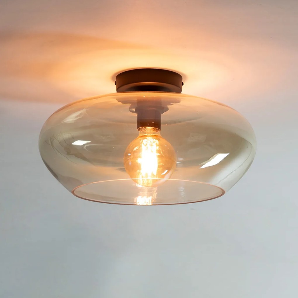 Glazen Plafondlamp Amberkleurig