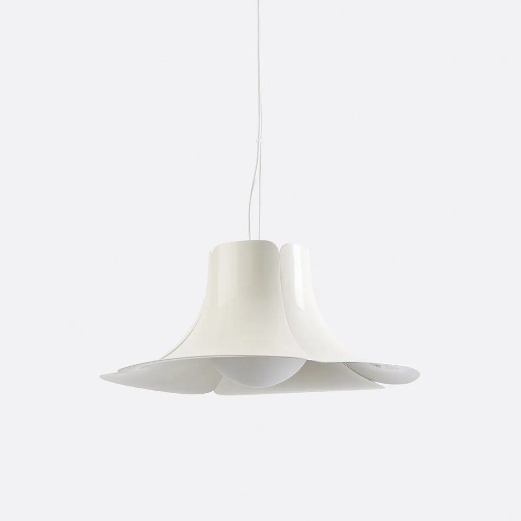 Tulpvormige hanglamp van metaal en opalineØ48 cm, Tessen