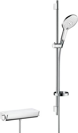 Hansgrohe Ecostat select thermostaat met raindance 150 3jet air unicas 90 wit chroom 27037400