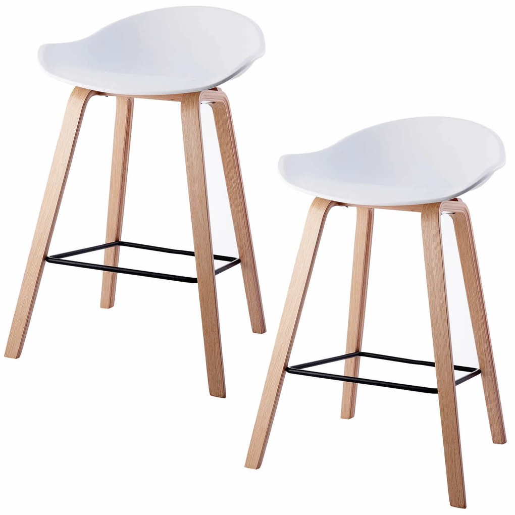 House of Rebels Barkruk - Romeo - 65 cm - Wit - Hout - Set van 2 - House of Rebels