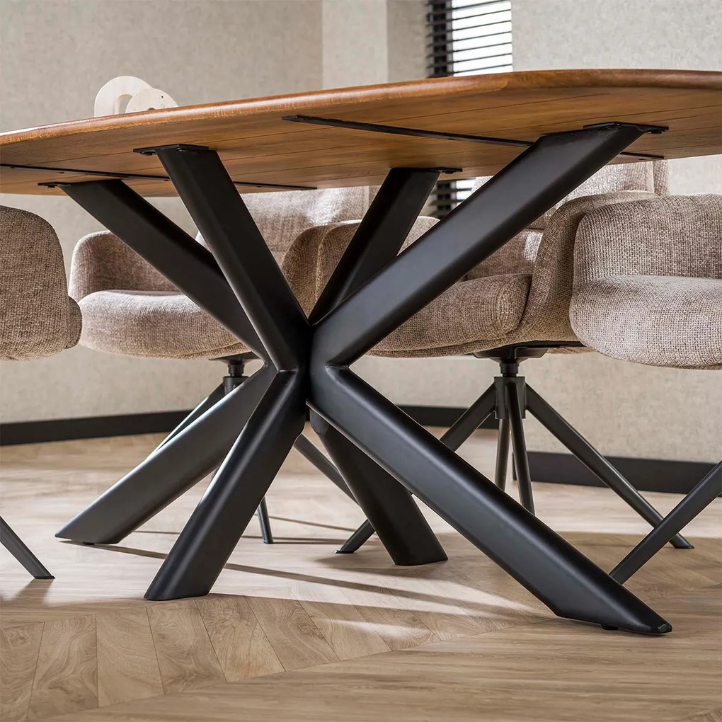 Ovale Eettafel Mangohout Zandkleur 215 Cm - 215 X 105cm.