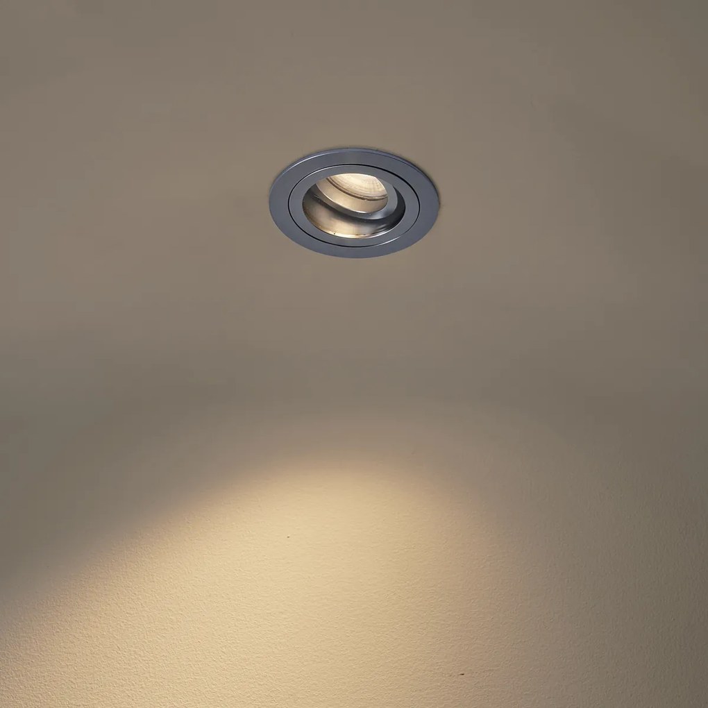 Moderne inbouwspot gunmetal draai- en kantelbaar IP44 - Chuck