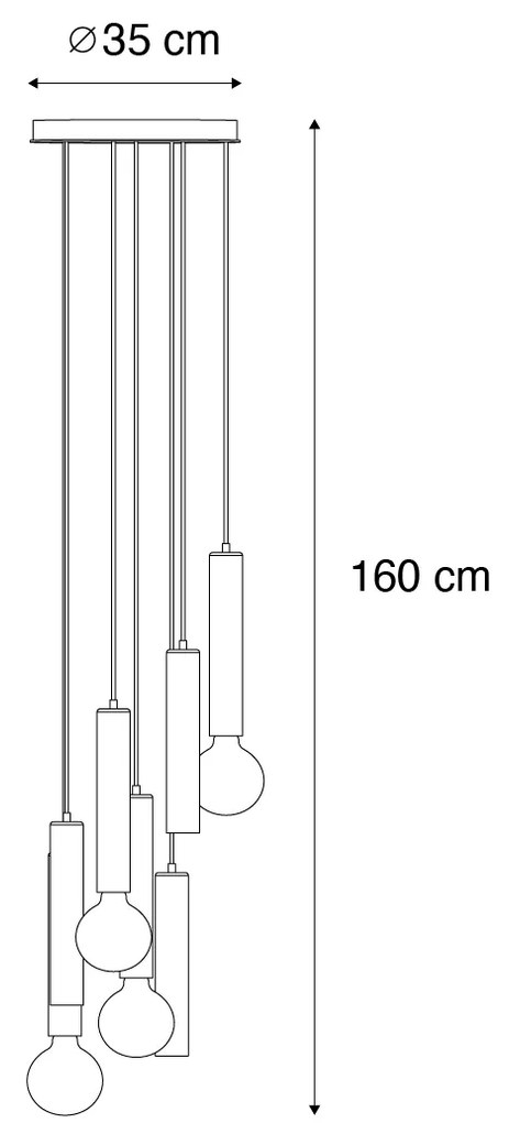 Design hanglamp zwart rond 7-lichts - Tuba