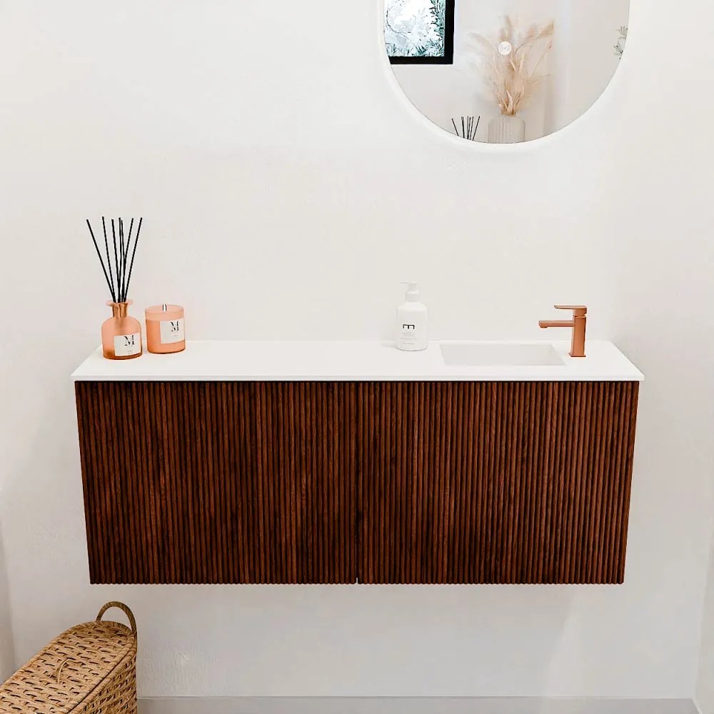 Mondiaz Joya 100cm toiletmeubel ruby met wastafel faye rechts 1 kraangat talc