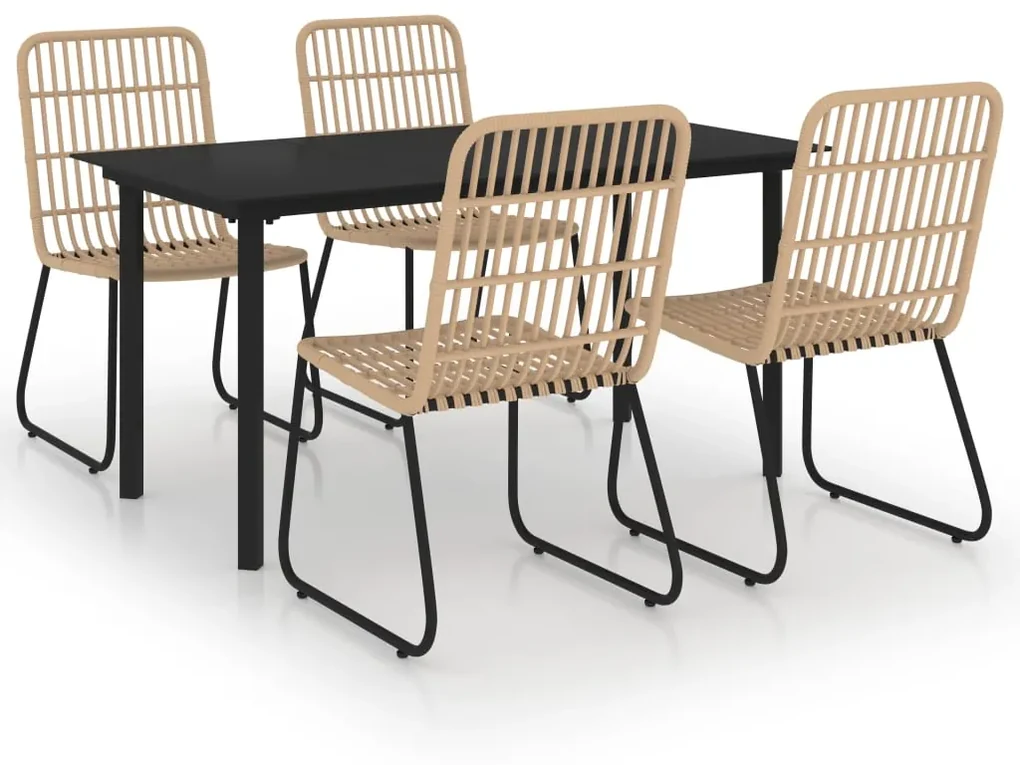 vidaXL 5-delige Tuinset poly rattan en glas