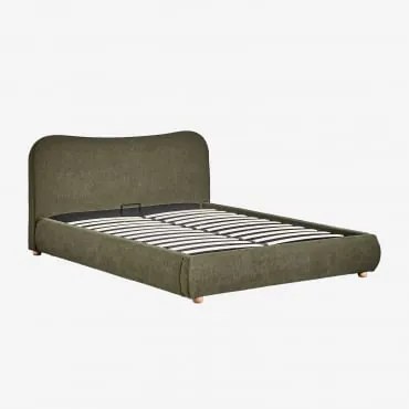 Bed Met Opklapbare Boxspring Winselet Stof Leger Groen & 180 X 200 Cm - Sklum