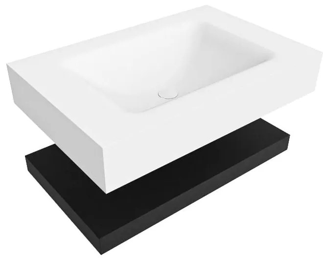 Zaro Alan badmeubel 70cm met planchet urban en vrijhangende wastafel cloud midden 1 kraangat talc