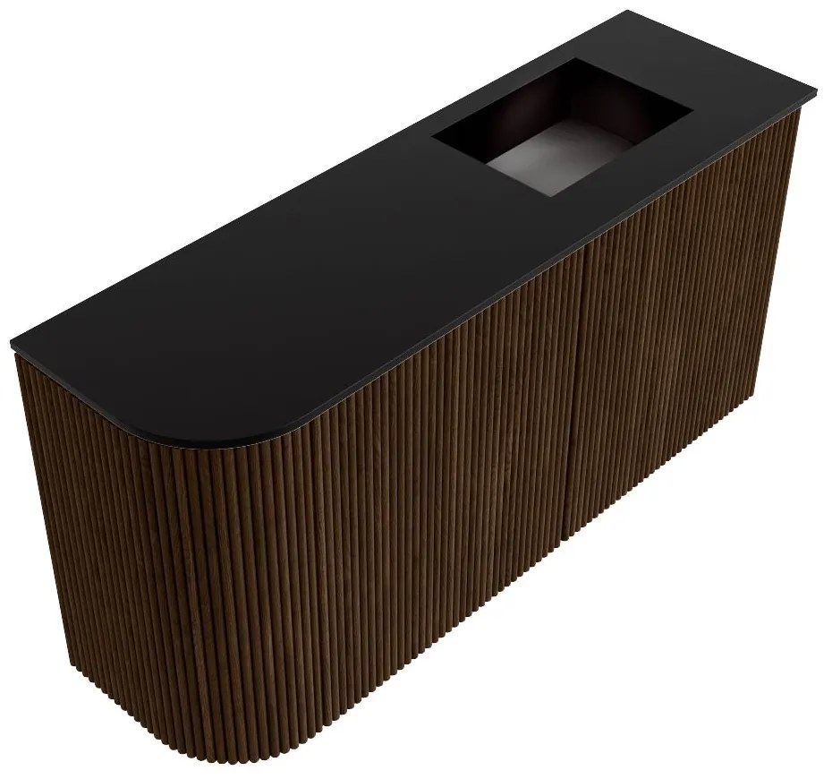 Mondiaz Joya 80cm toiletmeubel ronding links walnut met wastafel faye rechts zonder kraangat urban