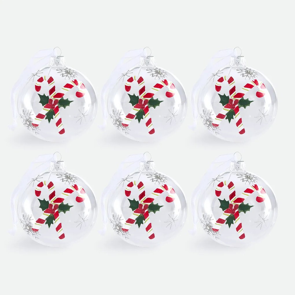 Set van 6 glazen kerstballen, CASPAR