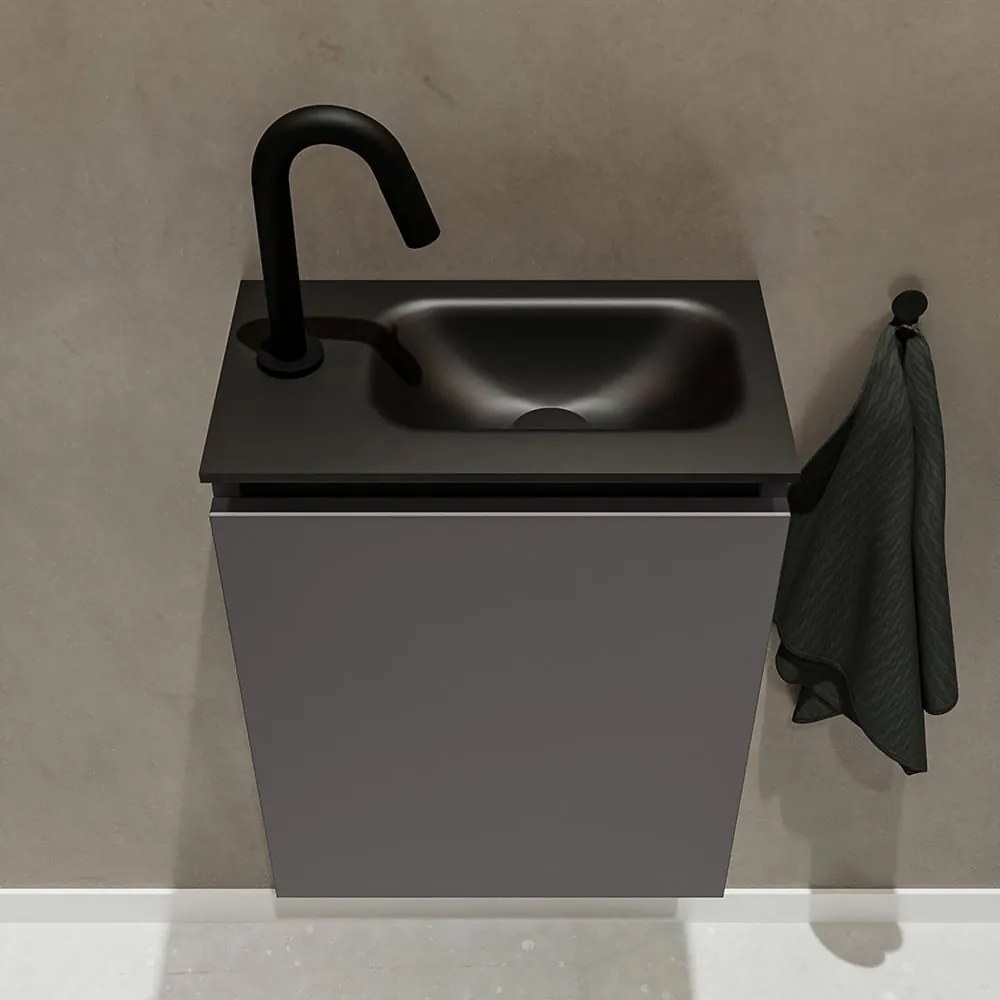 Mondiaz Ture 40cm toiletmeubel dark grey met wastafel urban rechts 1 kraangat
