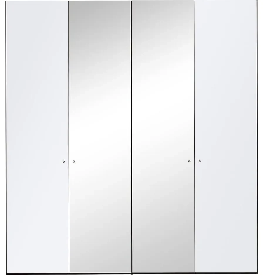 Goossens Kledingkast Easy Storage Ddk, Kledingkast 203 cm breed, 220 cm hoog, 2x glas draaideur en 2x spiegel draaideur midden