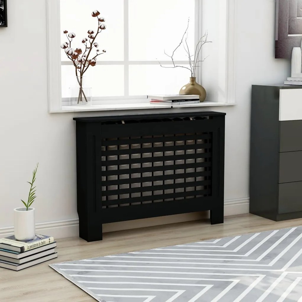 vidaXL Radiatorombouw 112x19x81 cm MDF zwart