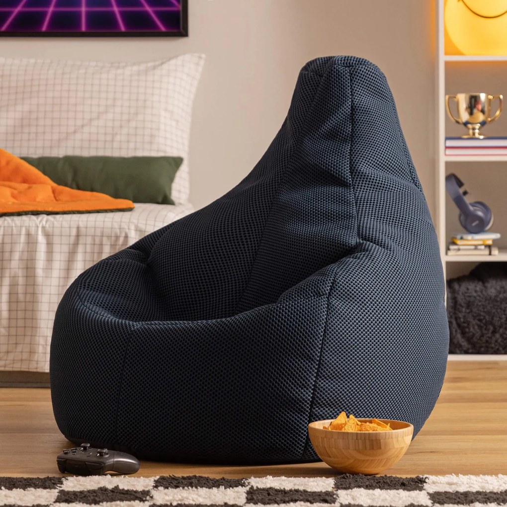 Icon Gaming Performance Mesh Recliner Bean Bag, Navy Blue