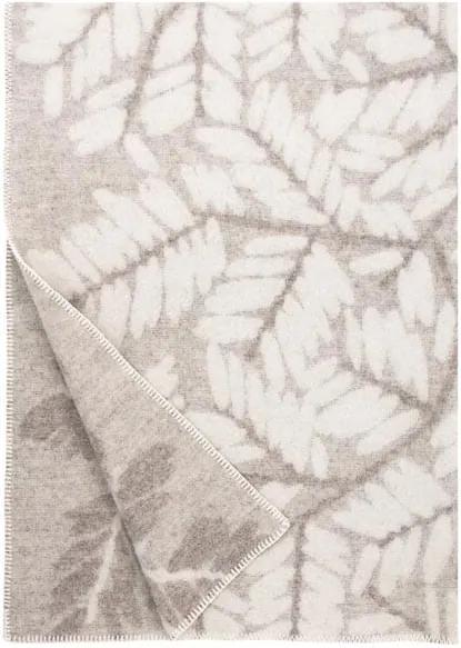 Plaid wol: beige met wit bladeren