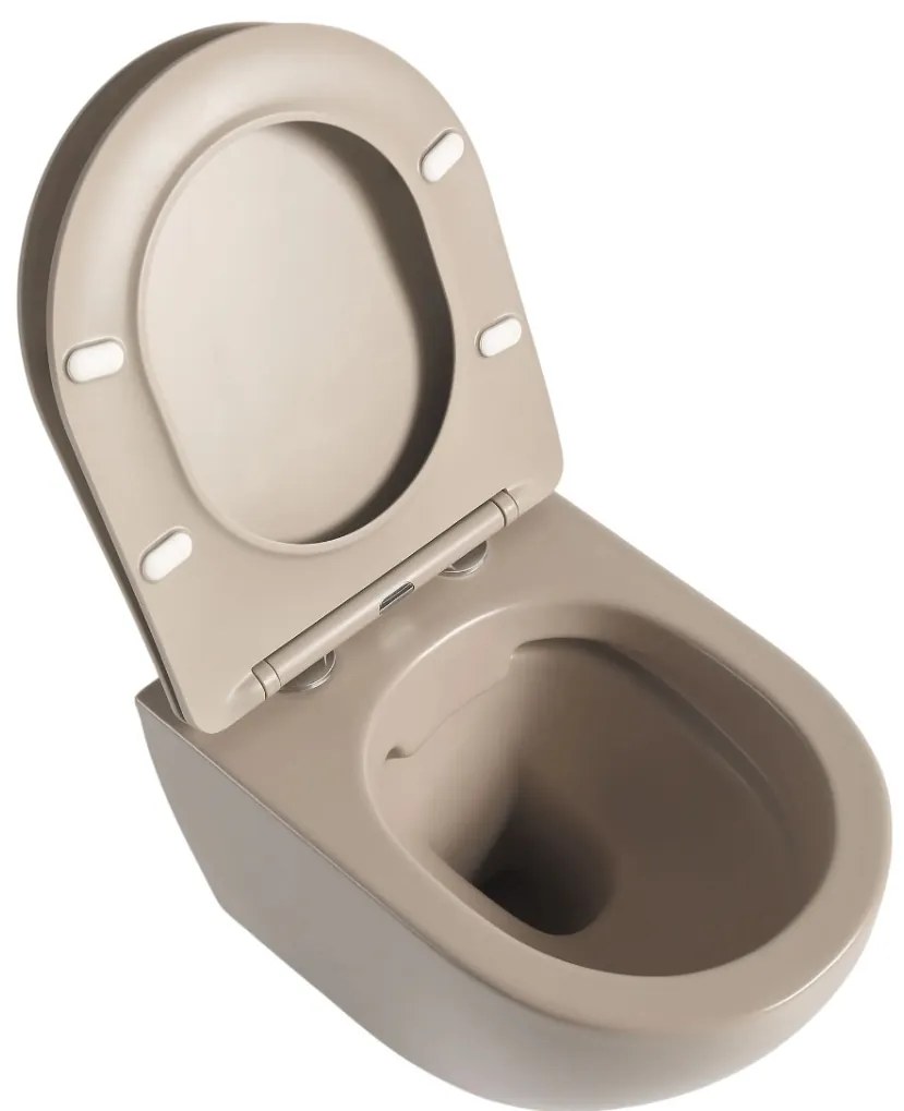 Lambini Design Kala hangend randloos toilet met softclose zitting beige mat