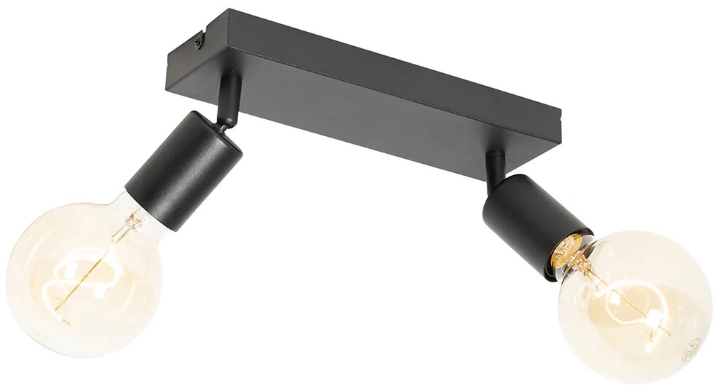 Moderne Spot / Opbouwspot / Plafondspot zwart rechthoekig 2-lichts - Facil Modern E27 Binnenverlichting Lamp