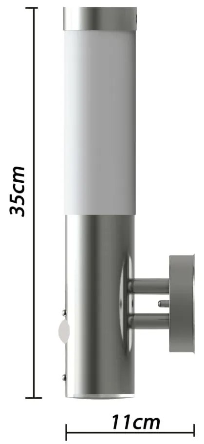 vidaXL Buitenwandlamp met bewegingsdetector roestvrij staal
