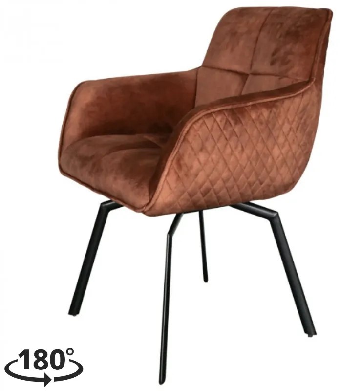 Eetkamerstoel - Peter - Draaibaar - stof Velours Adore bronze