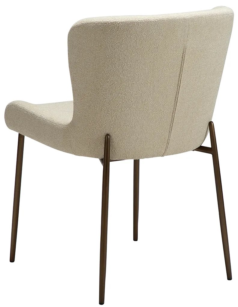 Dan-Form Glam Luxe Eetkamerstoel Boucle Almond Shimmer En Antique Brass