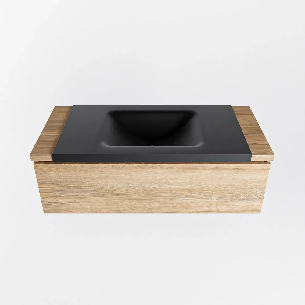 Mondiaz Bukla 100cm badmeubel onderkast Washed Oak met 1 lade wastafel Cloud midden 0 kraangaten Urban