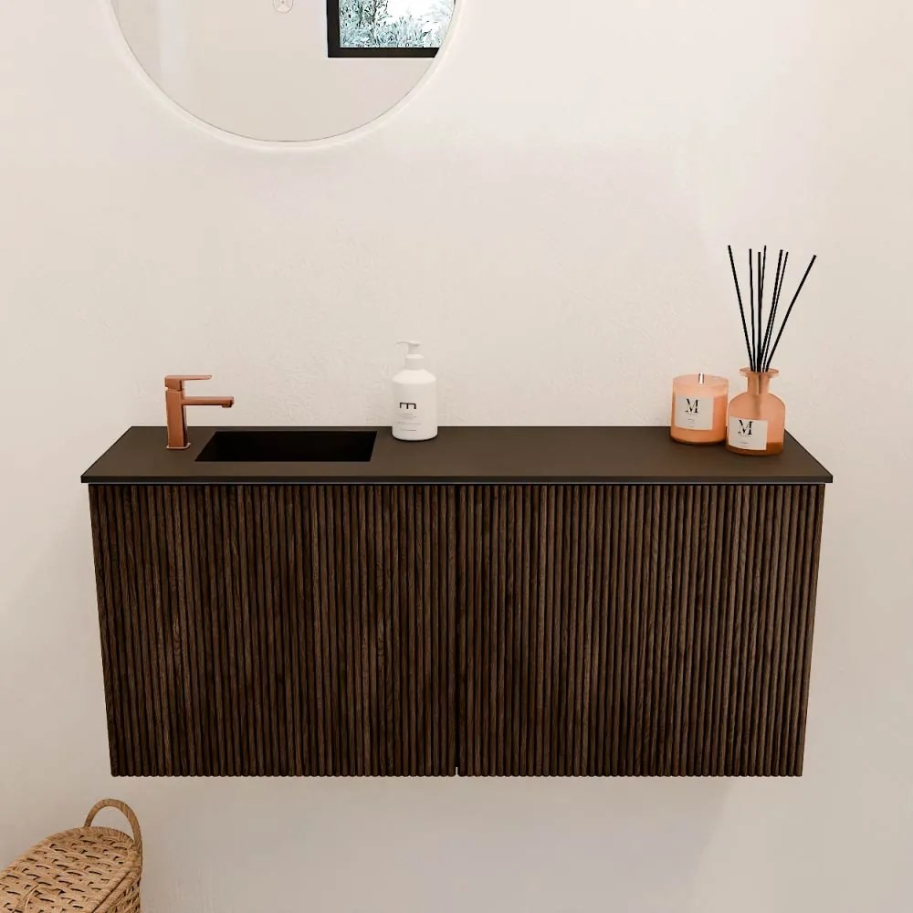 Mondiaz Joya 90cm toiletmeubel walnut met wastafel faye links 1 kraangat urban