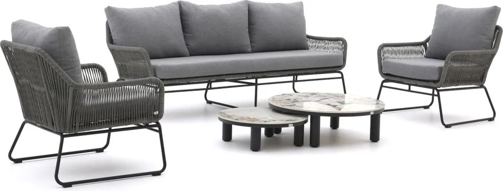 + 15% kassakorting | Stoel-bank loungeset Intenso | 5 personen | Loungeset Grijs | Rope (touw) | Kees Smit Tuinmeubelen