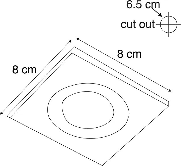 Smart inbouwspot zwart vierkant IP44 incl. Wifi GU10 - Xena