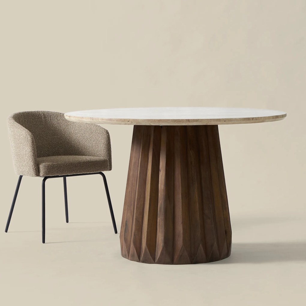 Ronde Eettafel Tavertin Blad - 120 X 120cm.