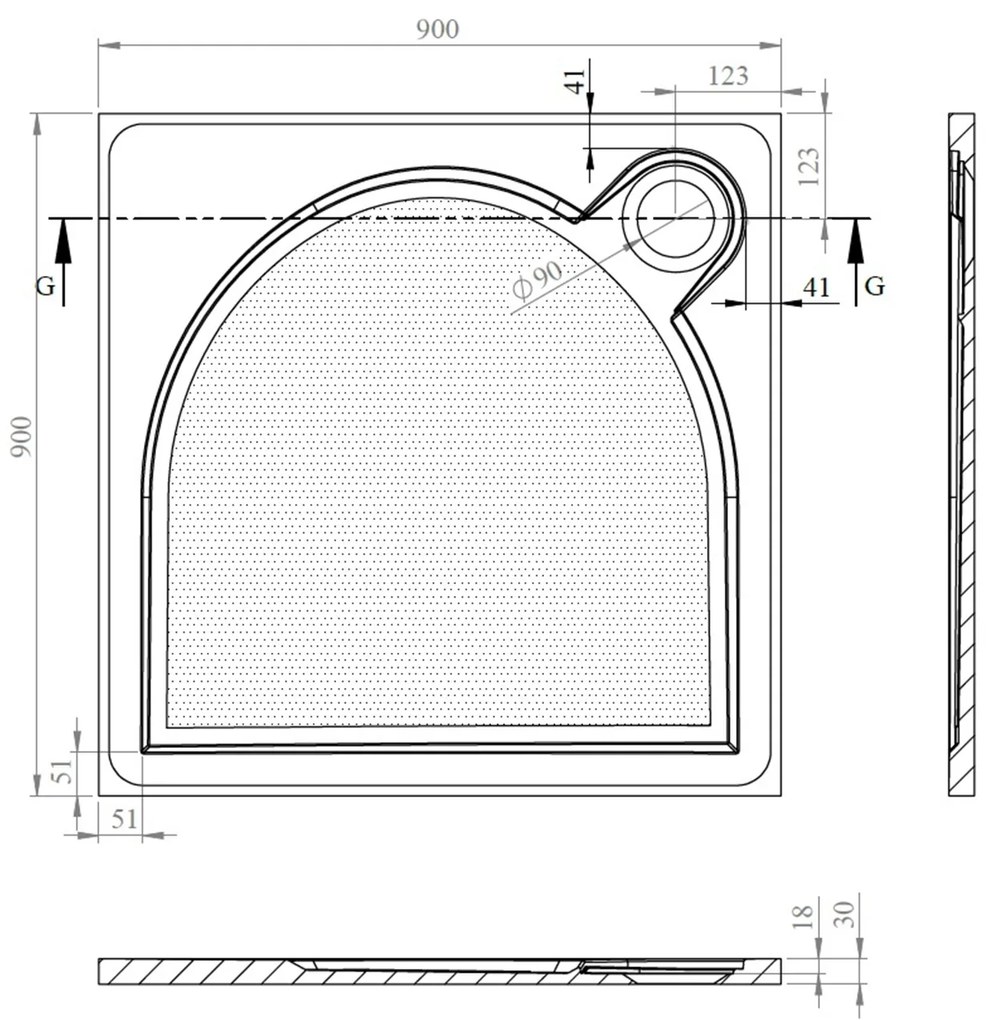 Gelco Larca vierkante douchebak 90x90cm wit