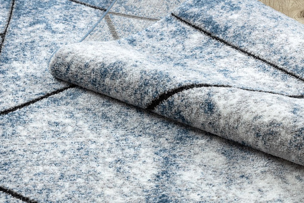 Tapijt modern COZY 8872 Wall, geometrisch , drieho - Structureel, twee poolhoogte , blauw