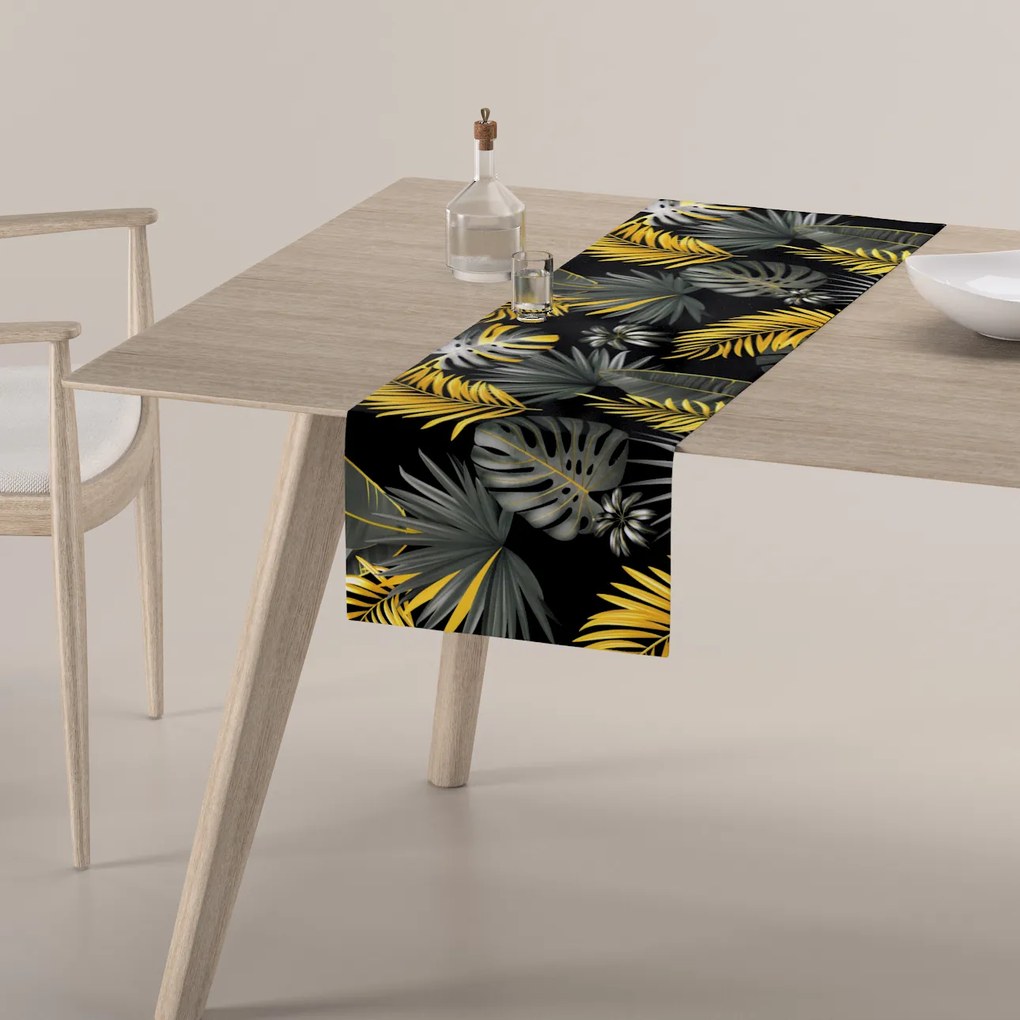 Dekoria Rechthoekige tafelloper, zwart-groente, 40 x 130 cm