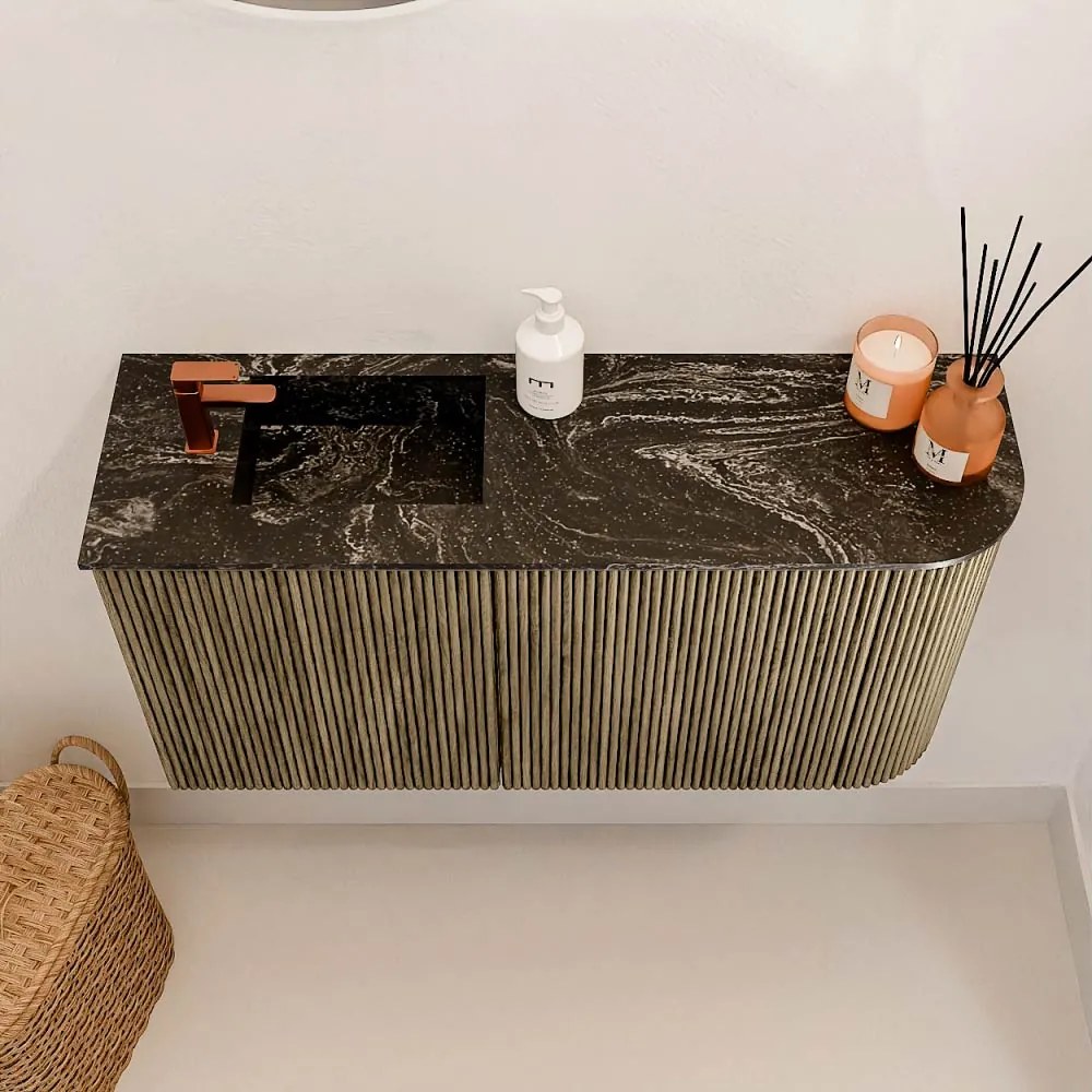 Mondiaz Joya DLux 80cm toiletmeubel ronding rechts dusk met wastafel faye links 1 kraangat lava