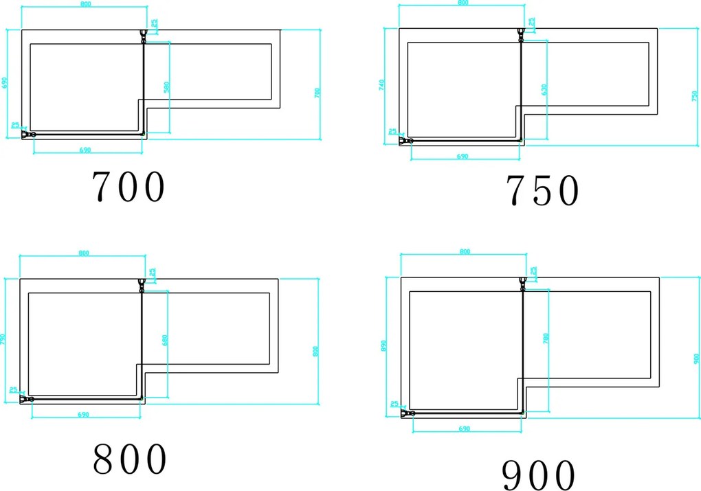 Eastbrook Type 1 badwand 80x140cm chroom
