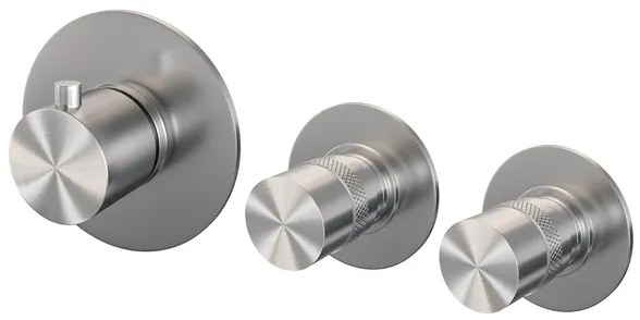 Brauer Brushed Edition inbouwthermostaat - met inbouwdeel - 3 gladde knoppen - PVD - geborsteld RVS 5-NG-088
