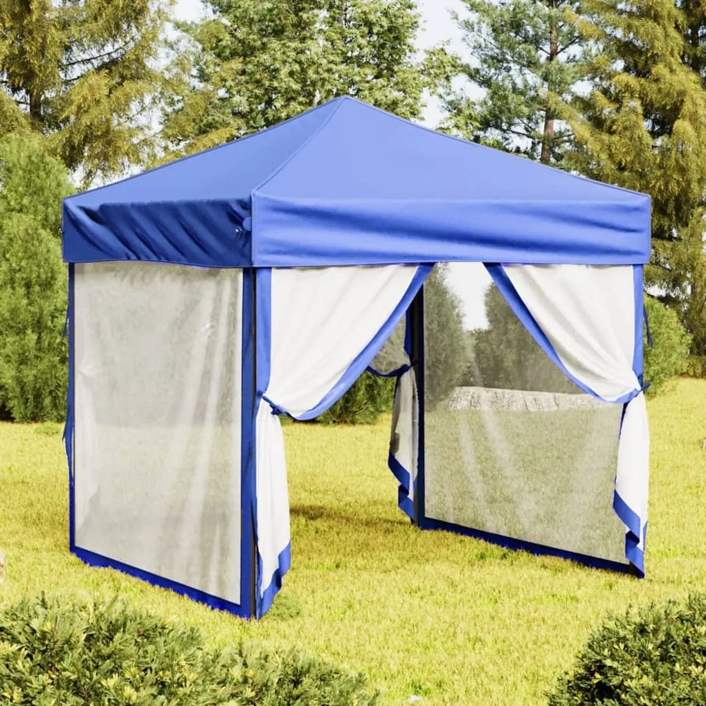 vidaXL Partytent inklapbaar met zijwanden 2x2 m blauw