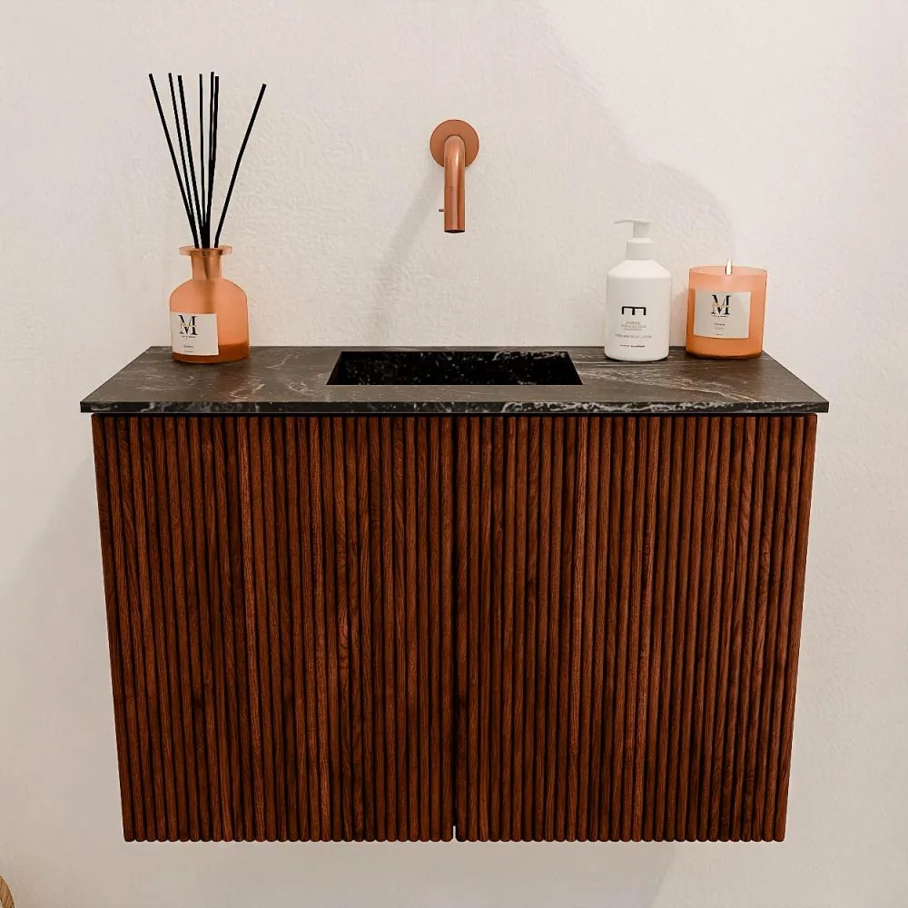 Mondiaz Joya DLux 60cm toiletmeubel ruby met wastafel faye midden zonder kraangat lava