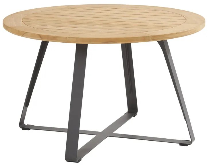 4 Seasons Outdoor Flores eetset green met Basso tafel teak blad Ø 130 cm *** ACTIE ***  Tuinset    houtkleur weerbestendig