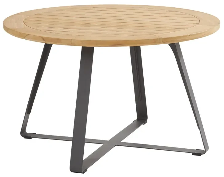 Taste by 4 Seasons Palma tuinset naturel met Basso tafel teak blad Ø 130 cm Tuinset beige weerbestendig