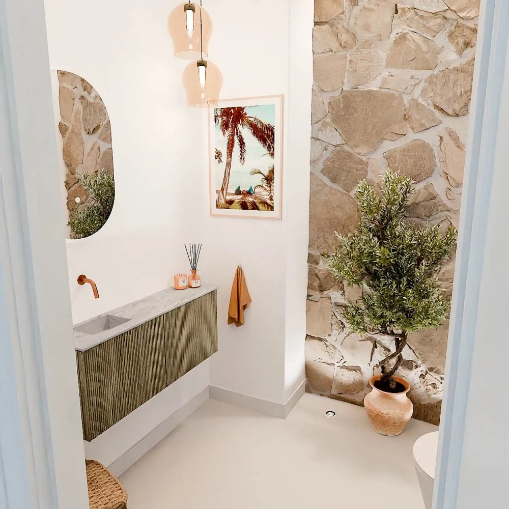 Mondiaz Joya DLux 100cm toiletmeubel dusk met wastafel faye links zonder kraangat glace