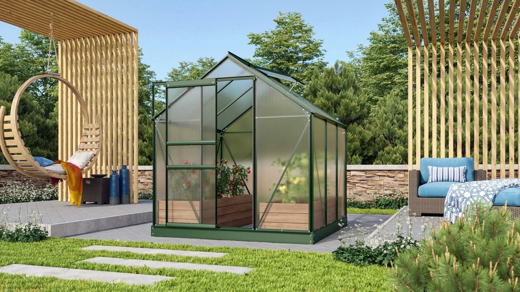 Vitavia Venus serre - 3,8m2 - met 6 mm polycarbonaat - Donkergroen