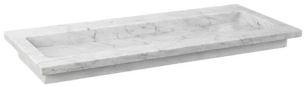 Forzalaqua Nova wastafel 100.5x51.5x9.5cm Rechthoek 2 kraangaten Natuursteen Carrara gepolijst 8010831